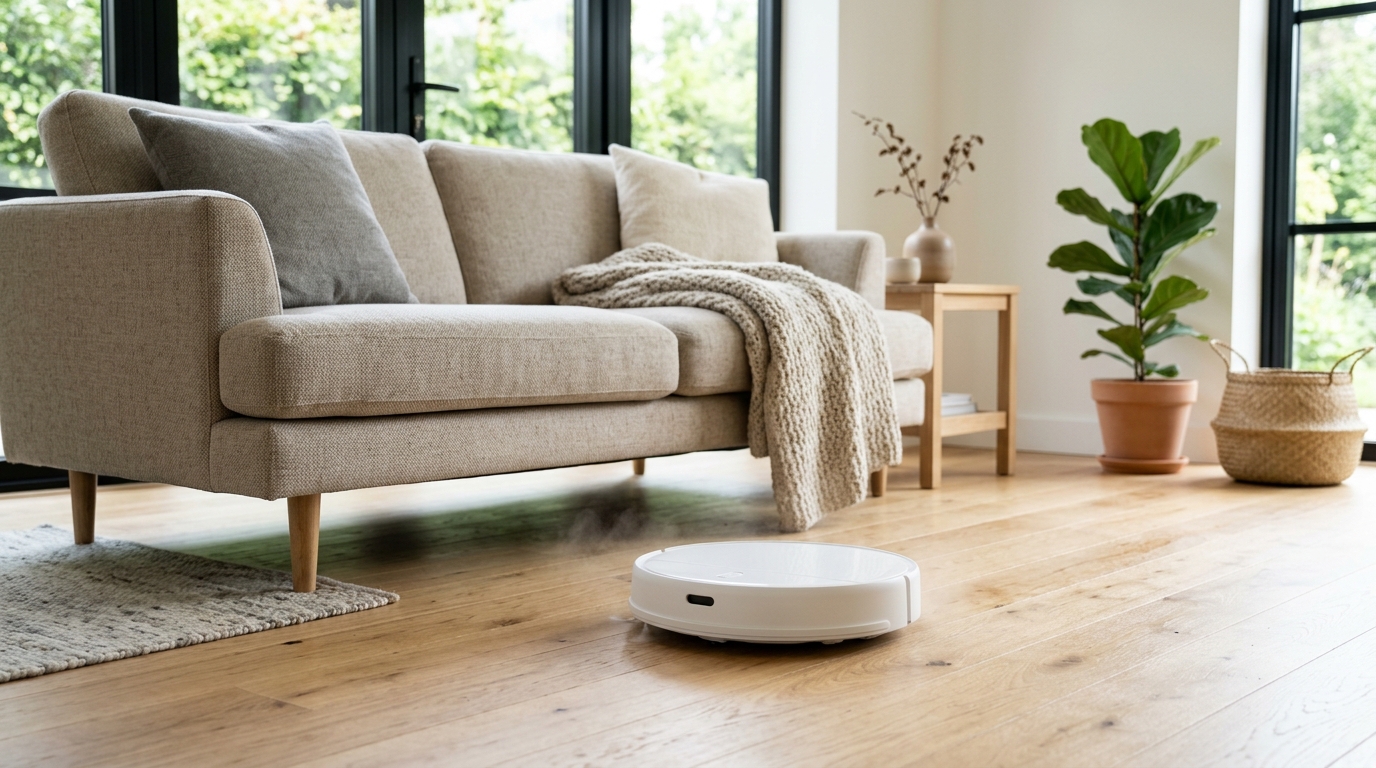 Ny robotdammsugare i vardagsrummet